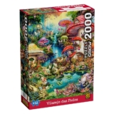 QUEBRA CABEÇA VILAREJO DAS FADAS 2000 PEÇAS GROW PUZZLE QUADRO PAISAGEM COGUMELOS MAGIA NATUREZA