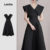 (New) Lovito Vestido Elegante Minimalista Primavera/verão Preto para Mulheres L143ED418