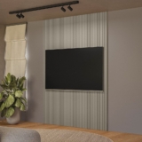 Painel Ripado para TV até 75 Polegadas MDF 180cmx250cm Modular Gris Fosco