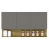 Armário Aéreo Line 3 Portas 120 Cm Gris Freijó – Kits Paraná