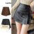(KOL‘s pick) Lovito Shorts Falsos 2 em 1 com Zíper para Mulheres L58AD065 (Preto)