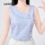Lovito Blusa Casual Assimétrica com Botões Primavera/verão Top Azul para Mulheres L142ED256
