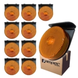 Kit 10 Lanterna Lateral LED Para Carreta Caminhão Trailer Reboque Com Suporte Amarela G 85mm