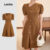 Lovito Vestido Elegante Assimétrico com Botões – Vestido de Primavera/verão Marrom para mulheres L142LD478
