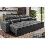 Sofá Retrátil e Reclinável 2,02m Luxos Cama inBox Velusoft Cinza