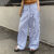 (Trendy) Lovito Calça Casual Listrada Com Cordão Verão/Primavera Para Mulheres L125AD017