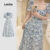 Lovito Vestido Elegante de Renda com Cadarço para a Primavera/verão  Vestido Azul para mulheres LBL27378