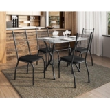 Mesa De Jantar Bruna 100×60 Cm Com Granito Ocre Itabira Com 4 Cadeiras 063 Preto – Artefamol