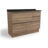 Balcão de Cozinha Maxxi G746 4 Gavetas e 1 Porta c/Tampo 120cm Nogal/Preto Brilho – Kappesberg