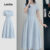 Lovito Vestido Elegante Assimétrico com Botões  Vestido Azul de Primavera/verão para mulheres L142ED925