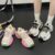 (Trendy) Lovito Esporte simples na moda pai sapatos cores contrastantes tênis para mulher LFA74267