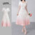 (Lovito Refine) Vestido Elegante com Estrutura em Linha  Franzido  Zíper  Primavera/verão  Rosa  para mulheres LR13E045