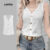 Lovito Blusa Casual com Botão Superior Branca Macia e Confortável para Primavera/verão para mulheres L137ED050