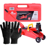 Kit Mecânico Profissional Macaco Hidráulico Jacaré 2T Eleva Car + Luva Pigmentada Antiderrapante