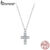 Bamoer 925 Prata Esterlina Moissanite Colar Cruz Design Jóias Presente Para Mulher