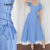 Lovito Vestido Elegante Liso Com Cadarço Primavera/Verão Azul Para Mulheres LBL25449