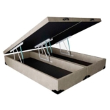 Cama Box Baú Blindado Casal Bipartido Homequeen Suede Bege 41x138x188