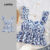Lovito Regata Feminina Casual Com Estampa Tribal E Babados Primavera/Verão Azul L134ED975
