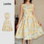 (New Lovito) Vestido Elegante de Primavera/verão para Mulheres com Flores L143ED391