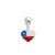 Berloque bandeira Chile em formato de coração prata 925