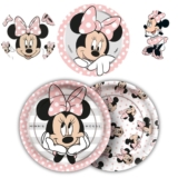 8~40 PRATO BOLO FESTA MINNIE MOUSE ROSA  DE PAPEL 18 CM REGINA