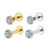 2PCS Kit Piercing Labret Aço Cirúrgico Zircônia Rosca Interna | Helix, Tragus, Conch, Nariz, Boca-Medusa e Outros
