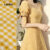 (New) Lovito Vestido Boho de Renda com Zíper de Primavera/verão  Vestido Amarelo para mulheres L142ED119