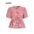 (Trendy) Lovito Blusa Elegante De Verão Com Estampa De Guingão E Blusa Com Cadarço Para Mulheres L105MD061