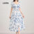 Lovito Vestido casual floral estruturado para mulheres L121MD071