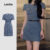 Lovito Vestido Casual Azul de Primavera/verão para Mulheres com Bolso Falso e botões L142ED470