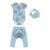 Kit Bebê Menino Bichinhos Com Babador Elian Azul