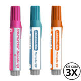 Kit com 3 Marcadores Para Quadro Branco – COMPACTOR COR:ROSA+TURQUESA+LARANJA