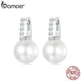 Brincos Bamoer 925 Sterling Sliver De Pérola Jóias Para Mulheres