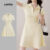 Lovito Vestido Casual de Botões com Escalope Macio e Confortável Primavera/verão damasco L139AD252