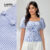 (Lovito Refine) Blusa Elegante Listrada Com Cadarço Para Mulheres LR4LD114