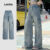 Lovito Jeans Casuais Lavados com Bolso  Jeans Azul para Mulheres  Todas As Estações L144AD337