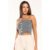 Cropped Feminino em Sarja Sem Mangas Planet Girls Cinza Claro