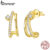 Bamoer 925 Original Prata Esterlina Moissanite Brincos Ouro Split Dupla Camada Anti-Alérgico Jóias Presente Feminino