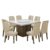 Conjunto De Mesa Sala De Jantar Com Tampo 1,36m 8 Cadeiras