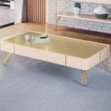 Mesa de Centro Para Sala Pés de Aço Cadenza Off/Champanhe – Mpozenato