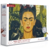 QUEBRA CABEÇA FRIDA KAHLO AUTORRETRATO 1000 PEÇAS TOYSTER PUZZLE OBRA ARTE PINTORA BEIJA FLOR MULHER
