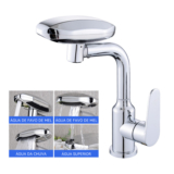 Torneira Banheiro Aço inox 304 Monocomando Lavabo Quatro modos  Água quente e fria prata Brilhante