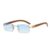 Óculos De Sol Sem Moldura Com Estilo De Madeira , UV400 , Marca De Luxo Masculino E Feminino