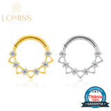 Piercing Argola Septo Titânio Segmento Articulado Zircônia Cravejada Helix Rook Conch Nariz Orelha Boca Earring Daith