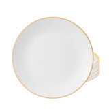 Jogo De Pratos Raso 27cm Kit 6 Peças Borda Dourada Porcelana Legacy Gold Luxo Mesa Posta