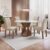 Conjunto Mesa Barcelona 100cmx100cm 4 Cadeiras Espanha Tampo Slim Plus Redondo Vidro Yescasa Chocolate/Off White/Veludo