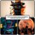 Decoração Festa Halloween Painel Redondo Sublimado Grande Gatinhos Preto 1,50 cm + Suporte