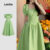 Lovito Laço de Vestido Elegante Sentimento Suave Primavera/verão Vestido Verde para Mulheres L137LD062