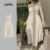 (New Lovito) Vestido Casual de Contraste com Tira de Espiral para Mulheres Primavera/Verão L143ED382