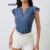 Lovito Blusa Casual Blusa Lisa Com Babados Para Mulheres LBL17547
